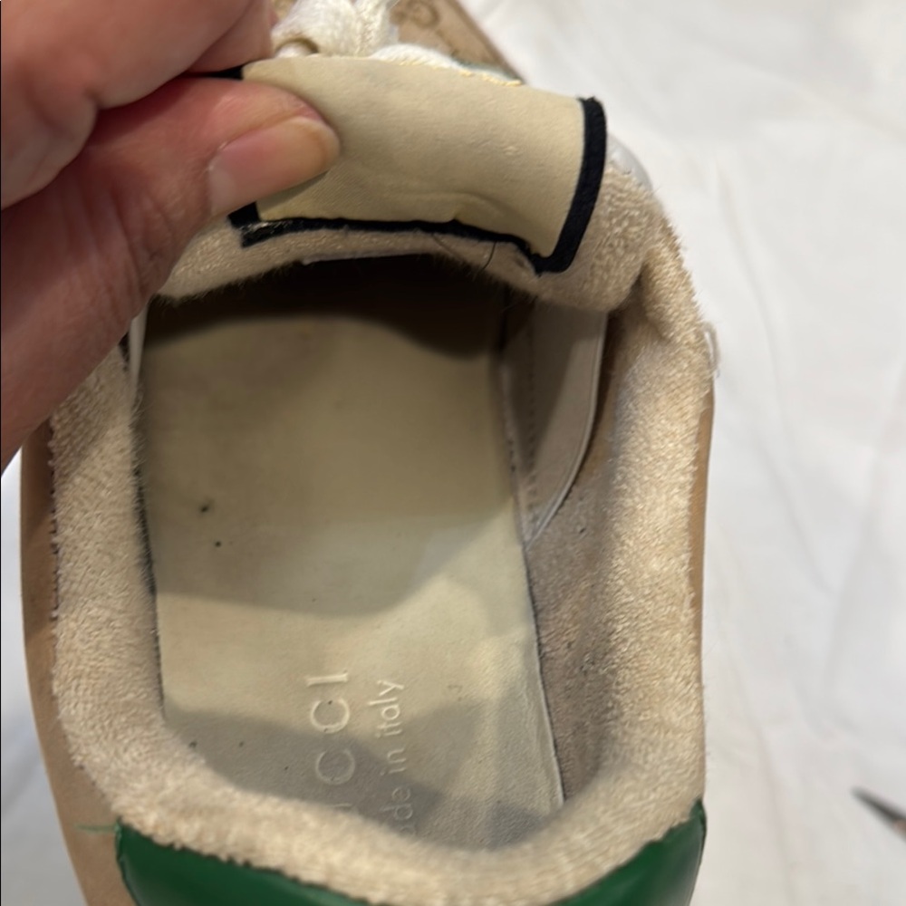 Authentic Gucci Beige and Green Sneakers - Picture 9 of 16